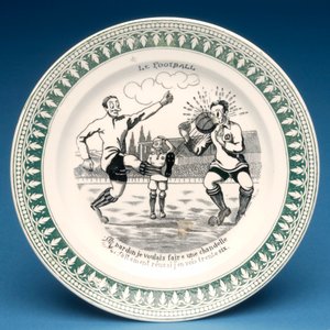 Assiette avec scène de football (céramique) - French School