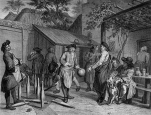 Joueurs de boules sur la terrasse d