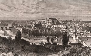 Poitiers - gravure dans "La France illustrée: géographie, histoire, administration statistique" par V.A. Malte-Brun. 1884 - French School