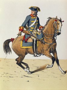 Officier de police vers 1750 monté sur un cheval, 19e siècle
