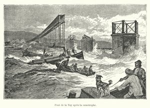 Pont de la Tay après la catastrophe - French School