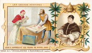 Le pape Léon X approuvant les plans de Michel-Ange - French School