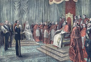 Le pape Pie XI reçoit en audience solennelle les souverains d