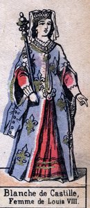 Portrait de Blanche de Castille (1188-1252), épouse de Louis VIII de France. (dynastie capétienne). Illustration fin 19e siècle - French School