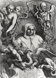 Portrait de Catherine Monvoisin (La Voisin) (1640-80) (gravure) (photo nb) - French School