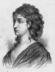 Portrait de Cécile Aimée Renault (1774-1794), révolutionnaire française. Gravure de 1889. Collection privée.
