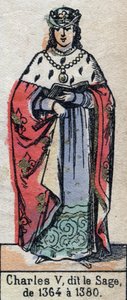 Portrait de Charles V de France, dit Charles le Sage (1338-1380) (dynastie des Capétiens). Illustration fin XIXe siècle.