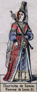Portrait de Charlotte de Savoie (1440-1483), épouse de Louis XI de France. (dynastie capétienne). Illustration fin 19e siècle. - French School