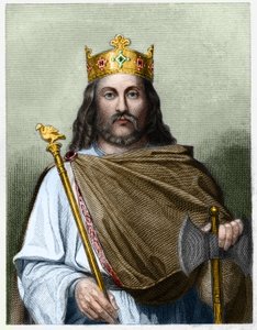 Portrait de Chilpéric Ier (539 - 584), Roi de Neustrie - dans « Histoire des Français » par Lavallée, gravure, sd