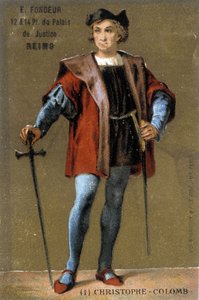 Portrait de Christophe Colomb. Chromolithographie du 19ème siècle - French School