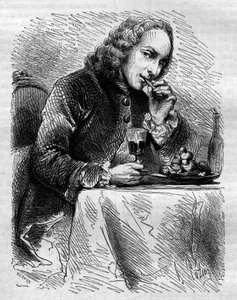 Portrait de Claude Henri de Fusée de Voisenon (1708-1775), ecclésiastique, poète et dramaturge français, représenté par le pâtissier de Cauterets. Gravure de 1858. - French School