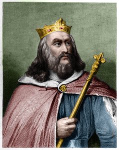 Portrait de Clotaire II (584 - 628), roi de Neustrie et roi des Francs - dans « Histoire des Français » par Lavallée, gravure, sd.