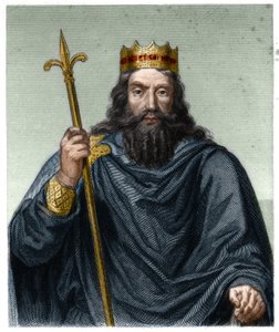 Portrait de Clovis I (v. 466-511), roi des Francs - dans "Histoire des Français" par Lavallée, gravure, sd