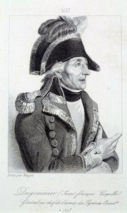 Portrait du général Dugommier (1738-1794) commandant des gardes nationales de la Martinique en 1790. Gravure du 19ème siècle - French School