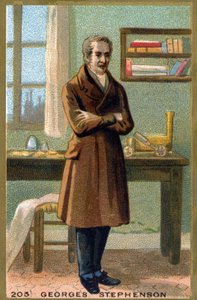 Portrait de George Stephenson (1781-1848). Chromolithographie de la fin du 19ème siècle - French School