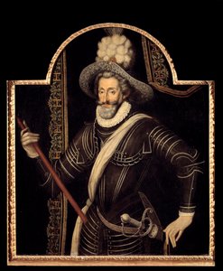 Portrait de Henri IV en cuirasse blanche et plume, Roi de France et de Navarre (1553-1610). Peinture anonyme de l