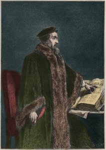 Portrait de Jean Calvin (Jean Cauvin) (1509-1564), réformateur religieux et écrivain français - gravure de "L