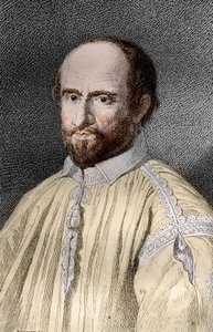 Portrait de Jean Duvergier de Hauranne, abbé de Saint-Cyran, religieux et théologien janséniste français, gravure de « Les mystères »