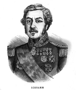 Portrait de Jean Paul Adam Schramm (1789-1884) général français. Gravure dans "Les Illustrations De L