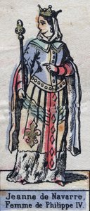 Portrait de Jeanne Ire de Navarre (1273-1304), épouse de Philippe IV de France. (dynastie des Capétiens). Illustration fin XIXe siècle. - French School