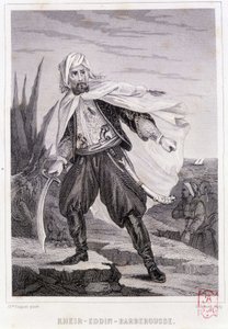 Portrait de Kheir - Eddin - Barberousse, pirate turc du 16e siècle - dans « Histoire des pirates et corsaires de l
