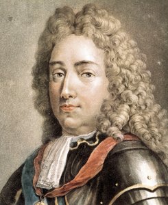 Portrait de Louis-Joseph de Bourbon, duc de Vendôme, gravure en couleur - French School