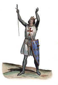 Portrait de Louis IX de France (Saint Louis) (1214-1270), roi de France. Illustration de "Le Plutarque Français" par Edmond Mennechet - French School