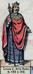 Portrait de Louis X de France, dit Louis le Hutin (1289-1316) (dynastie des Capétiens). Illustration fin XIXe siècle.