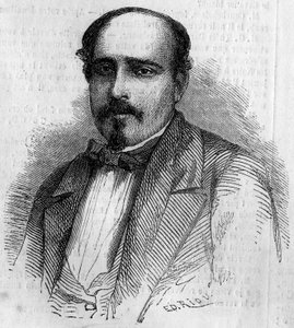Portrait de Luiz Augusto Rebello da Silva (1822-1871), écrivain portugais - Gravure dans « Le Monde Illustré » n°227 du 17 août 1861 - French School