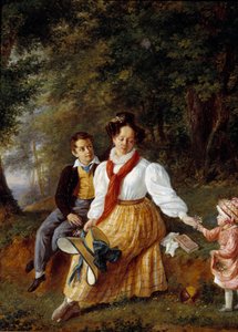Portrait de Madame Paul de Lock avec ses enfants - French School