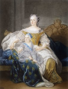 Portrait de Marie Leszczynska et le Dauphin - French School