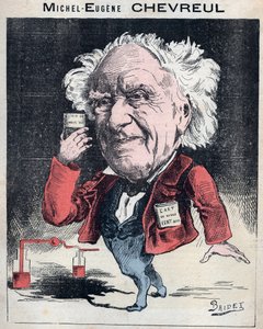 Portrait de Michel Eugene Chevreul (1786-1889), chimiste français - caricature par Bridet dans « Les Hommes d