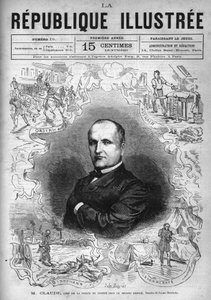 Portrait de Monsieur Claude (Antoine François Claude dit) (1807-1880), policier et écrivain français, chef de la police de sécurité sous le Second Empire. Gravure de 1880 dans "La république illustrée". Collection privée - French School