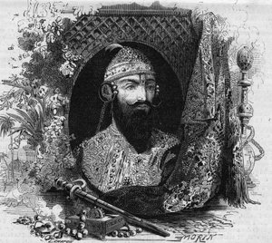 Portrait de Nana Saheb (Nana Sahib) (de son vrai nom Dhundu Pant) (vers 1820-?), chef de la révolte anticoloniale des Cipayes en Inde. Gravure dans « Le Monde Illustré » n°331 du 15 août 1863