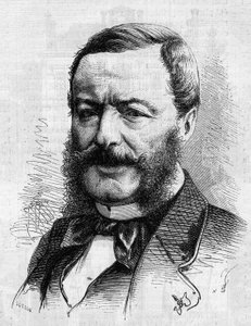 Portrait de Nestor Roqueplan (1804-1870), écrivain, journaliste et administrateur de théâtres français. Gravure dans « Le Monde Illustré » n°681 du 30 avril