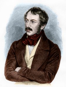 Portrait de Nikolaus Lenau (gravure en couleur) - French School