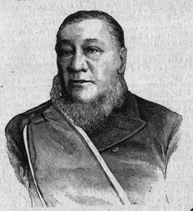 Portrait de Paul Kruger (Stephanus Johannes Paulus Kruger) (1825-1904), Président de la République du Transvaal en Afrique du Sud. Gravure dans « La gazette du dimanche » du 16 janvier - French School