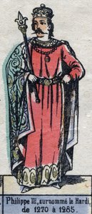 Portrait de Philippe III de France, dit Philippe le Hardi (1245-1285) (dynastie des Capétiens). Illustration fin 19e siècle.