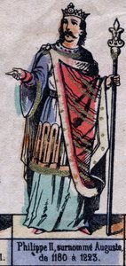 Portrait de Philippe II de France, connu sous le nom de Philippe Auguste (1165-1223) (dynastie des Capétiens). Illustration de la fin du 19e siècle.