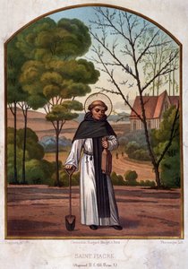 Portrait de Saint Fiacre (ermitage près de Meaux), patron des jardiniers, œuvre du 19e siècle - French School