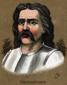 Portrait de Vercingétorix (72-46 av. J.-C.), roi des Gaules. Chromolithographie vers 1890 - French School