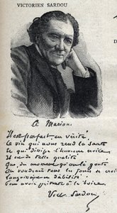 Portrait de Victorien Sardou (1831-1908), dramaturge, dans "Le Petit Parisien" - French School