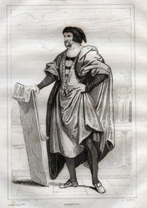 Portrait du peintre italien Masaccio (Tommaso di Giovanni Cassai) (1401-1428) - Gravure de « L