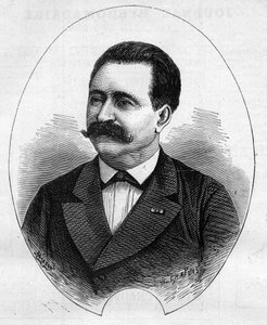 Portrait du "Docteur Nicolay" (Faure Nicolay, magicien français?). Gravure dans "Le Monde Illustré" n°1052 du 9 juin 1877