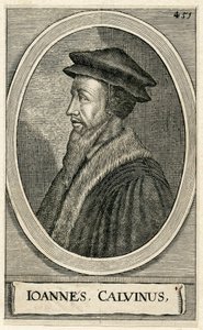 Portrait du théologien français Jean Calvin (gravure) - French School