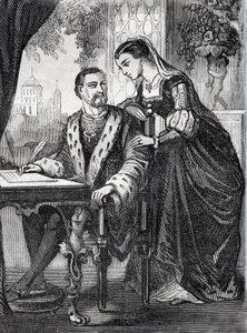 Portrait du roi de France Henri II (1519-1559) et de Diane de Poitiers (1499-1566) - gravure - French School