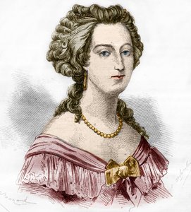 Portrait de la marquise de Boufflers Marie Françoise Catherine de Beauvau Craon (1711-1787). Gravure dans « L