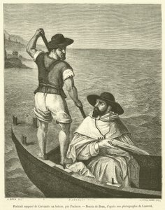Portrait supposé de Cervantes en bateau - French School