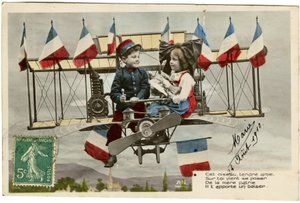 Carte postale : Cet ami oiseau tendre vient vous demander de la mère patrie, il vous apporte un baiser, 24 août - French School