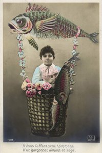 Carte postale du 1er avril, début du XXe siècle - French School